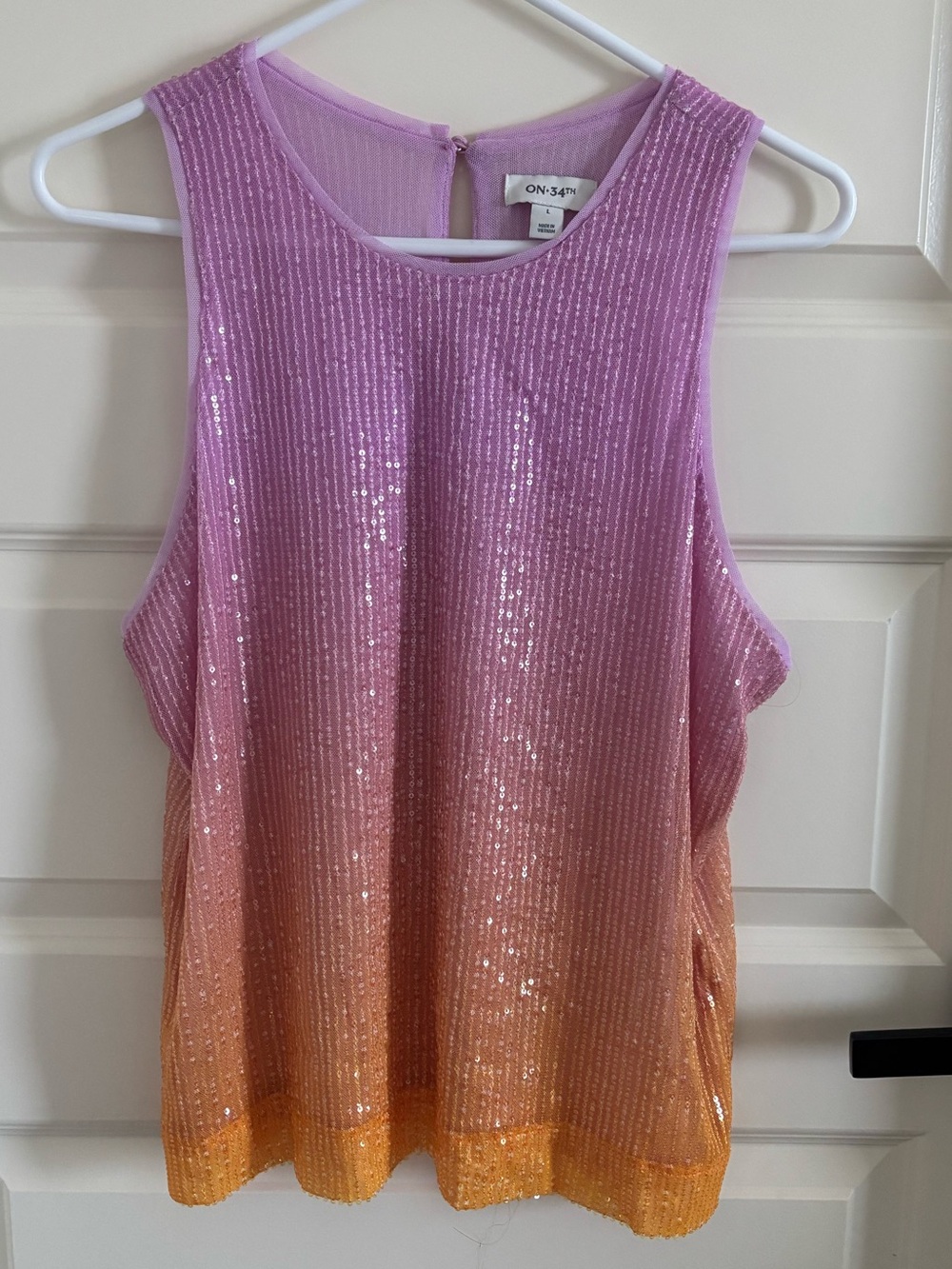 On 34th Pink to Orange Sequin Ombre Tank